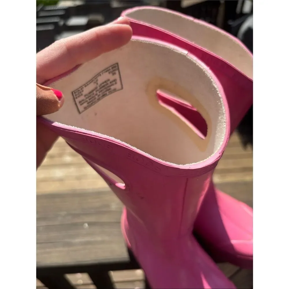Bogs Bright Pink Kids Waterproof Rain Boots